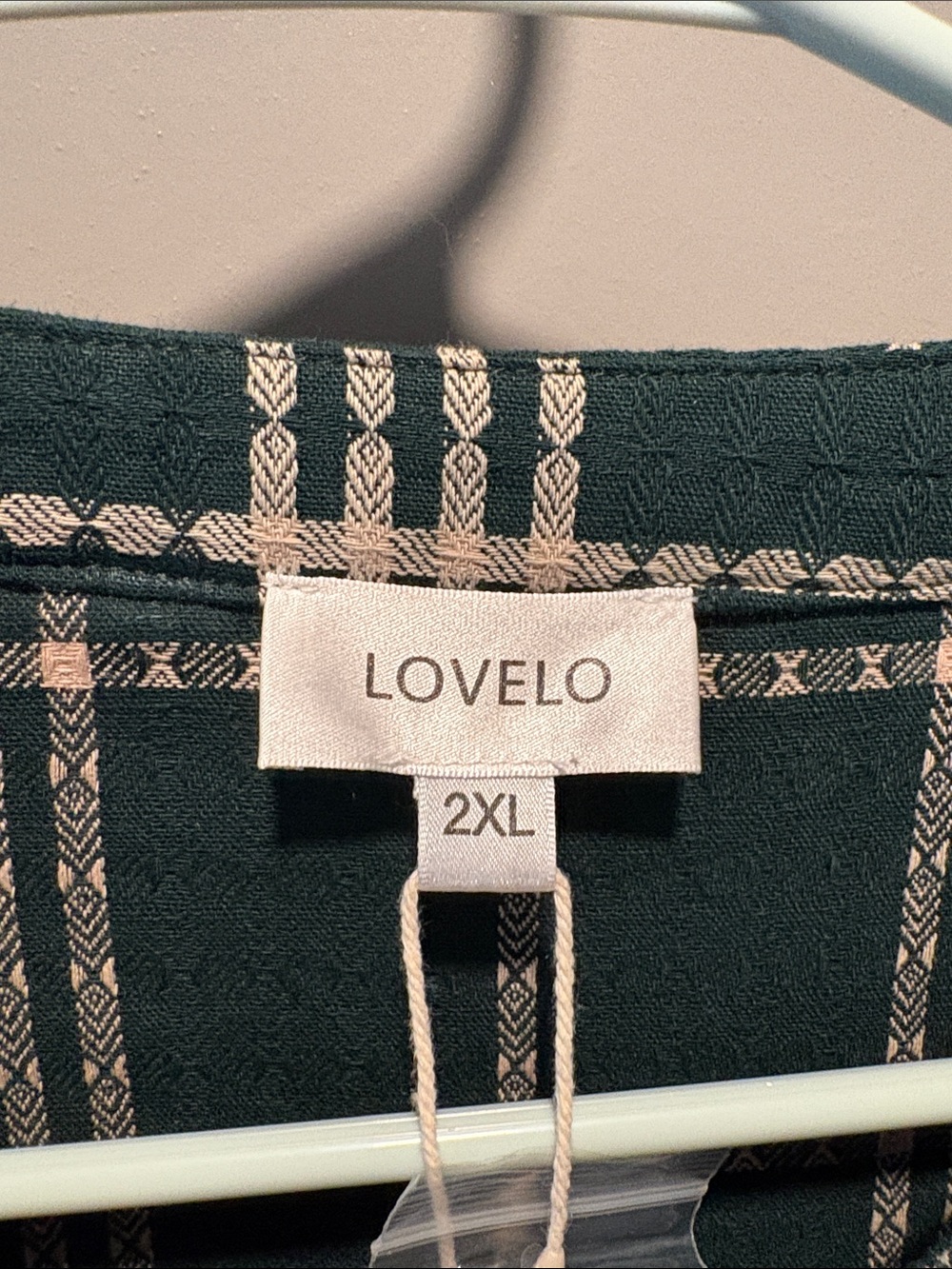GeeGee x Lovelo Plaid Ruffle Shirt Mini Dress 2X Green Cream Cotton NWT - Picture 3 of 11